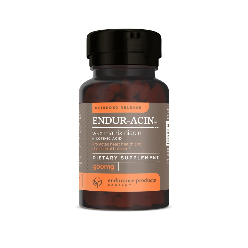 ENDUR-ACIN Niacin - Vitamin B3 Niacin 500 mg Genişletilmiş Yayın ve Low-Flush, 100 Tablet - Destekler Cholesterol Balance & Heart Health - Endurance Ürünler