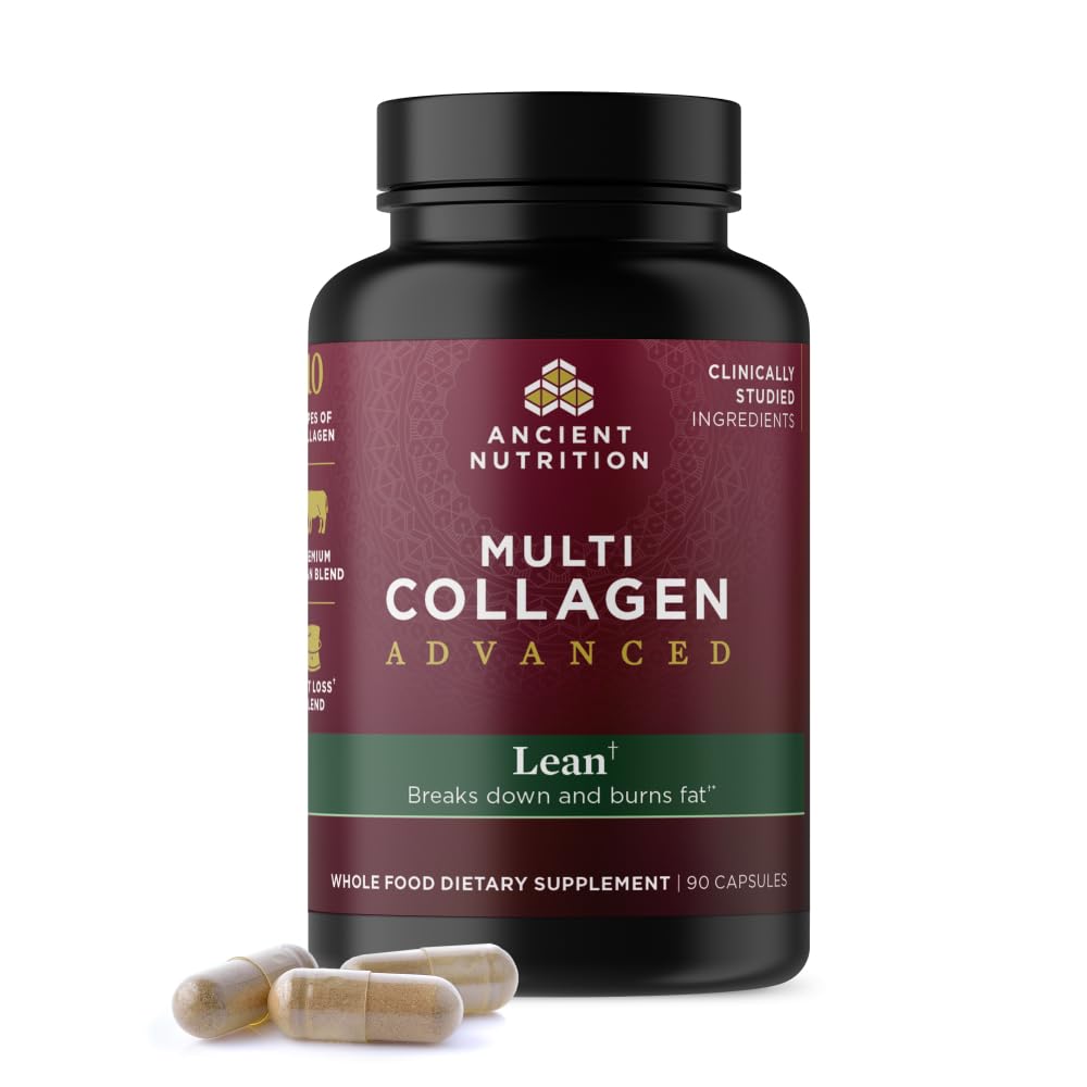 Eski Beslenme Multi Collagen Advanced Lean with Probiyotiks, Hydrolyzed Collagen, Desteği Sağlıklı Kilo kaybı ve Fat kaybı, 90 Kont Kont