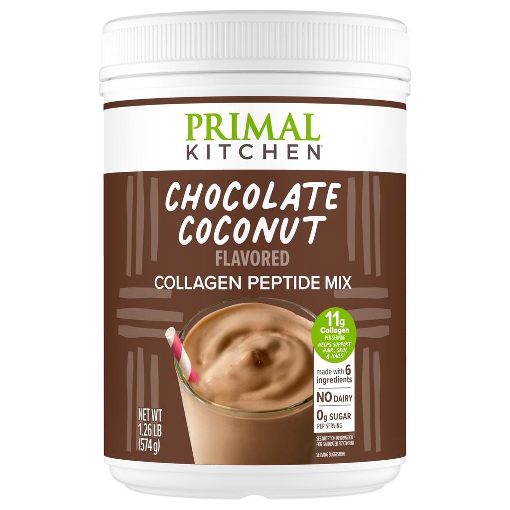 Primal Kitchen Chocolate Collagen Fuel® Drink Mix, Chocolate Coconut Collagen,, No Dairy veya Yapay Sweeteners, 20 Ounces