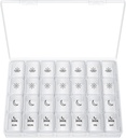 XL Pill Organizer 4 Times bir gün, BUG HULL Ekstra Büyük Haftalık Pill Box Case, 7 Günlük Konteyner Günlük Pill Sahibi Cod-Liver Oil, Vitamins, Supplements (Beyaz)