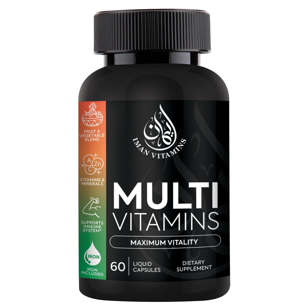 Yetişkinler Erkekler ve Kadınlar için Çokvitamin Kapsülleri Tamamlayın | Demir, çinko, CoQ10, Folic Asit ve Vitamin A, B1, B3, B6, B12, C, D3, E | 60 Count