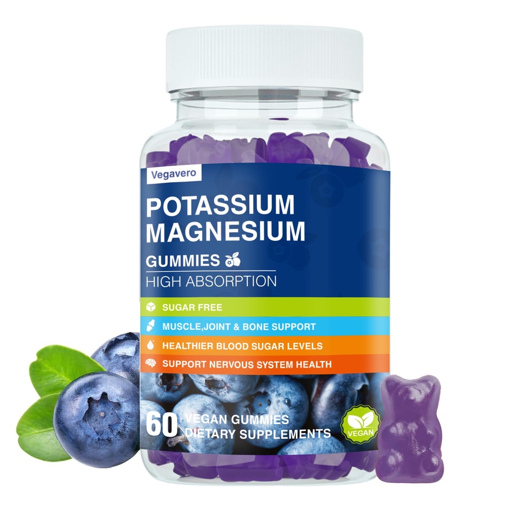 Magnezyum P properties Supplement Gummies - High Abxia Calm Magnezyum Glycinate & Pyumoid Citrate Plus Coenzyme Q10, DHA, D3, Mineral & Steel for Zzz, Leg Cramps & Muscle - 60 Blueberry Gummies
