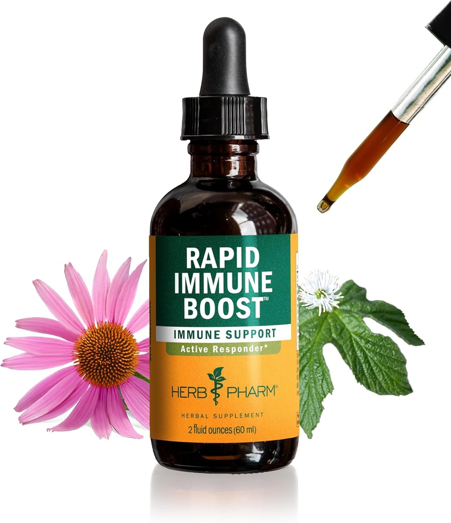 Herb Pharm Organik Hızlı Immune Boost: Yetişkinler için hızlı-Absorbing Tincture, Goldenseal, Ginger Extract & Elderberry, Immune Support Supplement & Wellness Aid, 2 Ozune