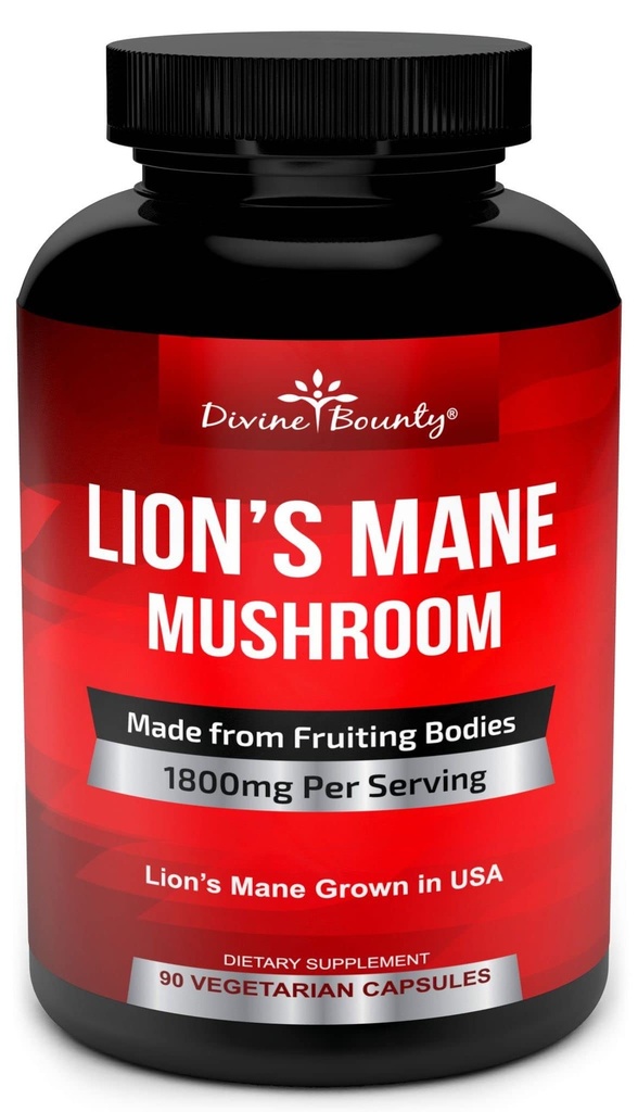 Organik Lions Mane Mushroom Capsules - 1800 mg Güçlü Lion's Mane Mushroom Supplement - Non-GMO Lions Mane Extract Toz - Nootropic Brain Supplement - Brain & Immune Support - 90 Vegetarian Caps