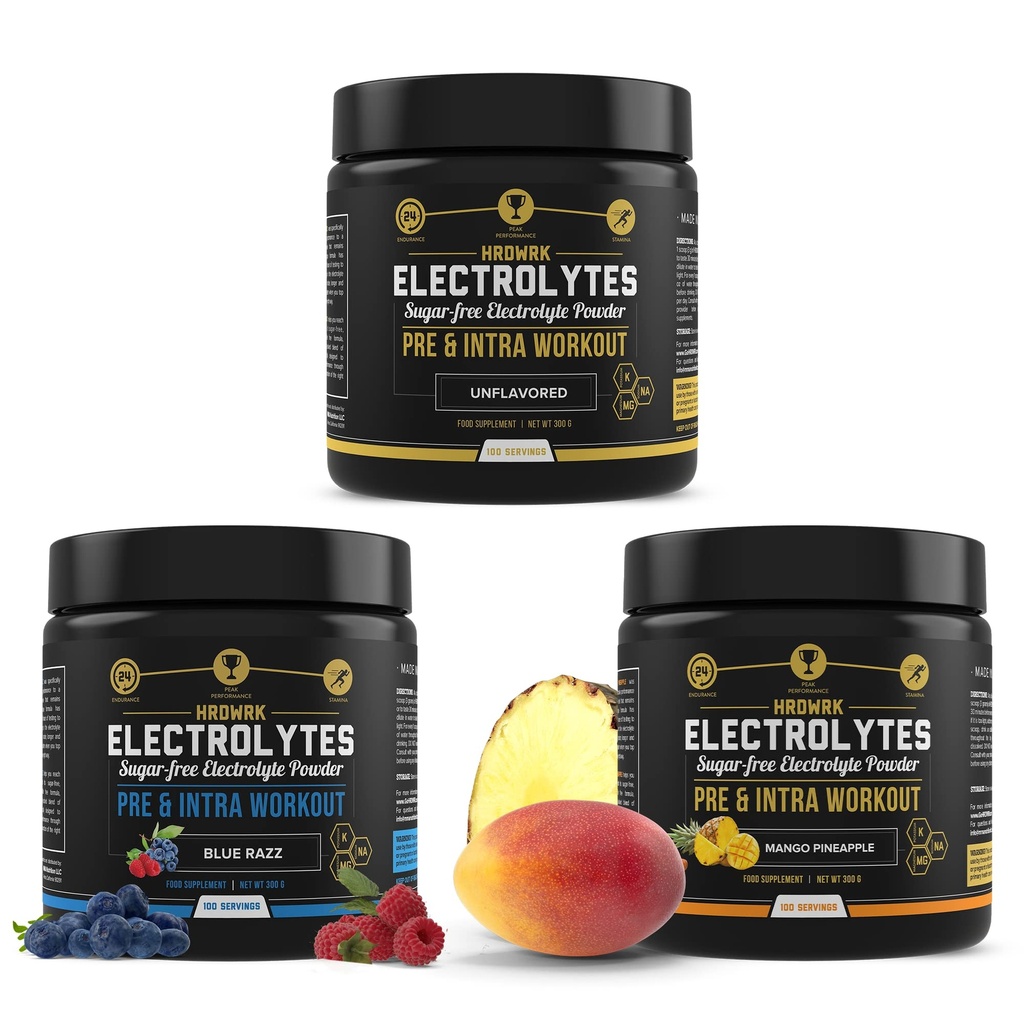 MMA Beslenme HRDWRK - 100 adet Keto Electrolytes Toz Hydration Sugar Free - Electrolyte Tozu Endurance'ı artırmak ve Fatigue'yi Electrolytes Supplement Set of 3 ile Azaltılması