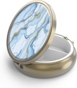 Pill Case Pill Box with Mirror Retro 3 Retment Small Pill Case for Purse or Pocket Bronze Small Roud Pill Box or Vitamins, Fish Oil, Supplements, Pill Containe Travel Hediyeleri (İngilizce) Beyaz Blue Mermer)