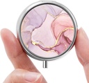 Mini Pill Box, Small Pill Box, Portable Pill Box, Cute Pill Organizer for Vitamins, Drugs, Fish Oil and Supplements (Pink Mermer)