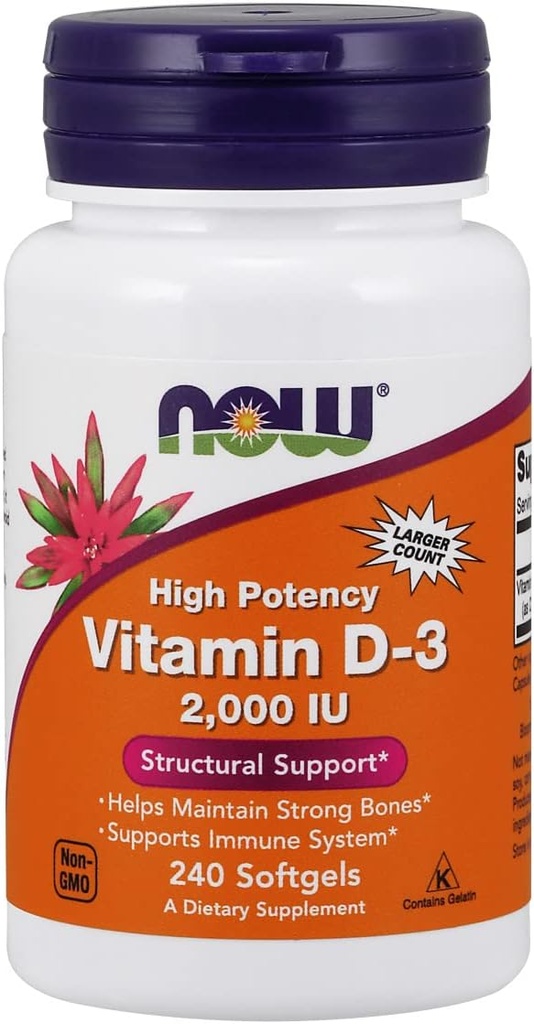 Şimdi Gıda Vitamin D-3, Yapısal Destek 2000 I.U, 480 Softgels