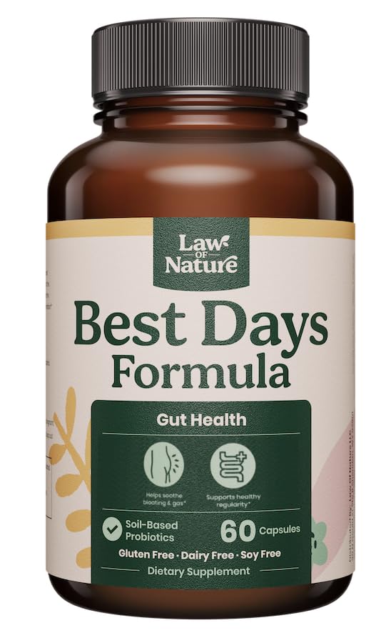 En İyi Günler Formula | Gelişmiş 5-in-1 Gut Bloating, Gas & Irregularity | Soil-Based Probiyotiks + Prebiyotiks, L-Glutamine, Aloe Vera & More | 60 Capsules