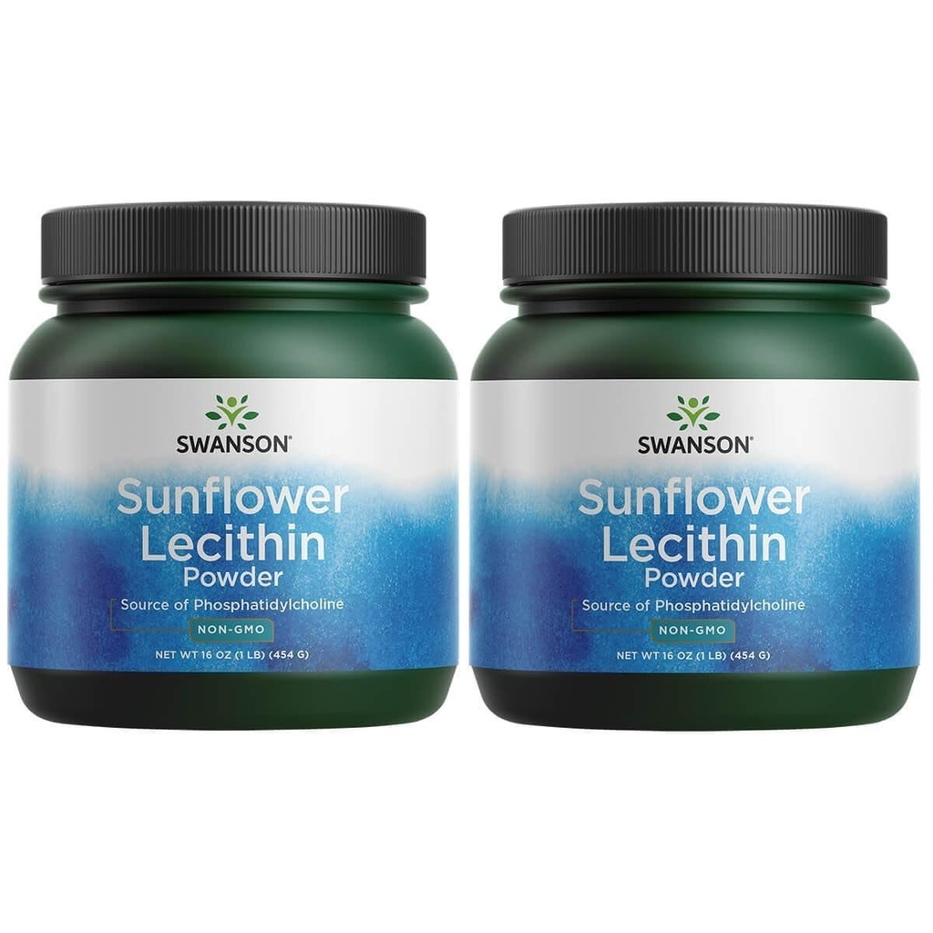 Swanson Sunflower Lecithin Brain Health Nervous System Support Non-GMO Soy-Free Vegetarian 16 oz (1lb) 454 gram Toz (2 Paket)