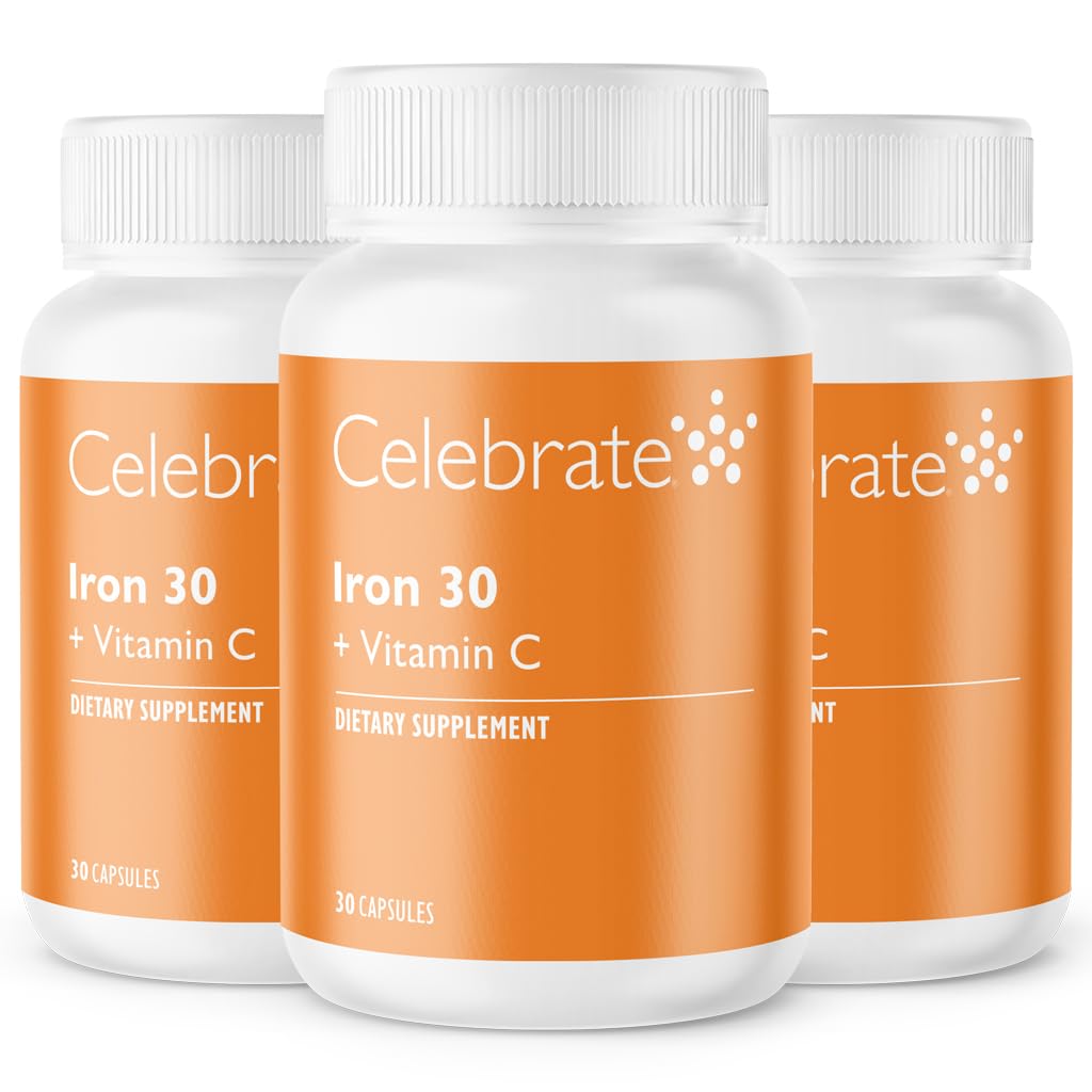 C ile Vitamin Demir Supplement - 30 mg Demir, 60 mg Vitamin C, Bariatrik Vitaminleri WLS Hastaları, Dikey Kol ve Gastrik Bypass Cerrahisi - 90 Capsules