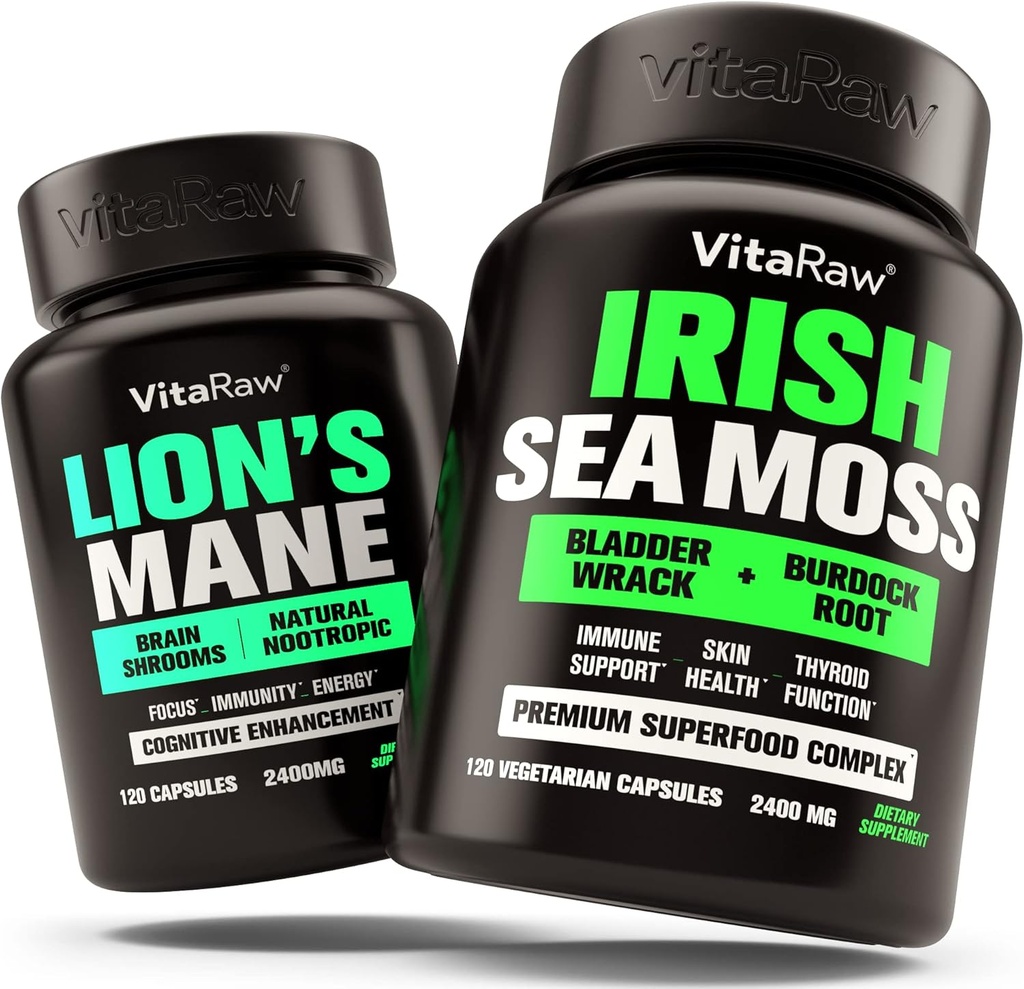 Lions Mane Mushroom + İrlandalı Deniz Moss - Beyin Uyarı Memory & Energy + Immune Support, Joint & Thyroid ve Gut Health