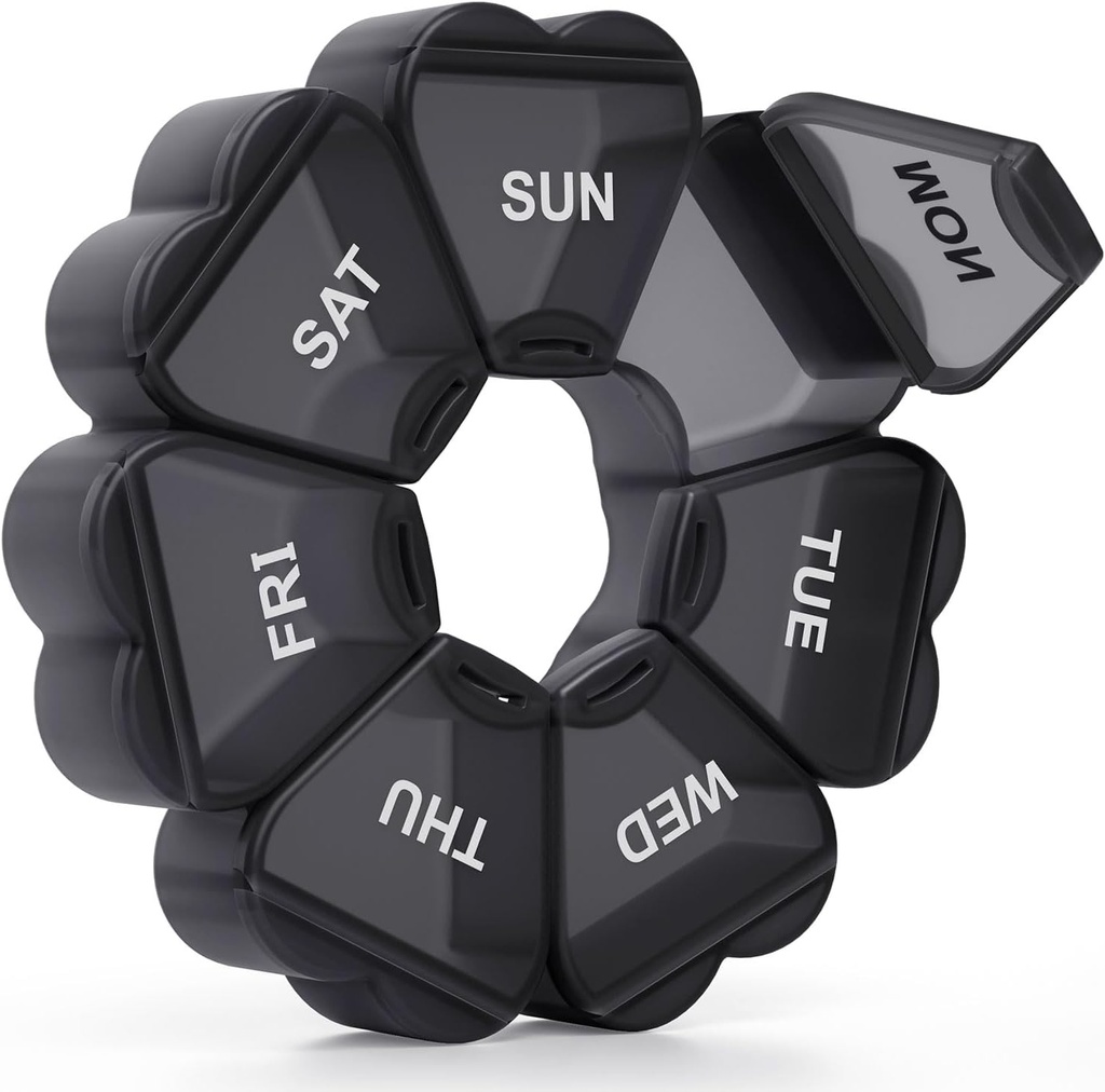 Büyük Haftalık Pill Organizer, Pill Box 7 gün, KAPENS Günlük Vitamin Vaka Büyük Kapasite Karşılaştırması, Balık Yağı Tamamları için Pill Konteynerleri, Siyah Yağ Tıp Supplements, Black