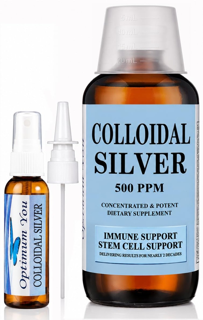 Colloidal Silver Liquid | 500 ppm, Ekstra Kuvvet (32 oz) ile Kombin Şişe | Immune Support Supplement | Stem Hücre Desteği | Yara Bakımı ve Üstün İyileştirme