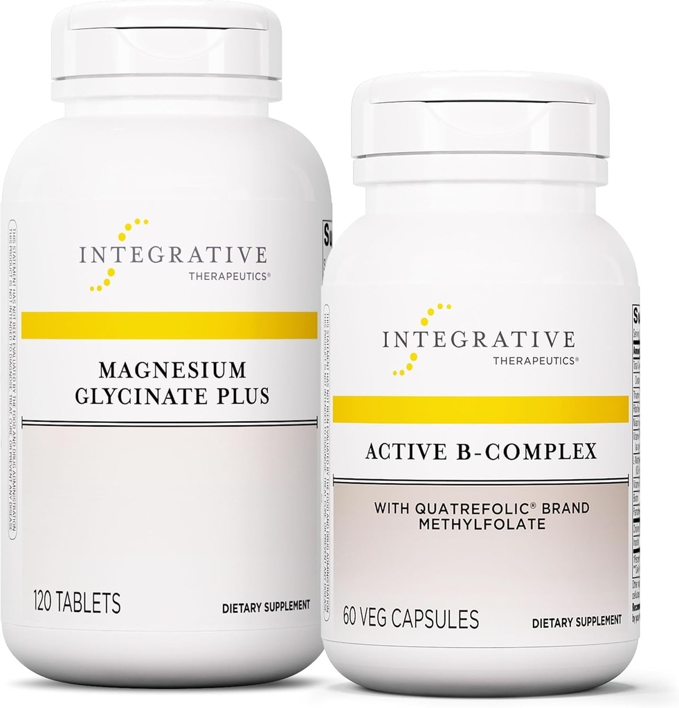 Active B-Complex, 60 Capsules & Magnezyum Glycinate Plus, 120 Tablet - Enerji Metabolism'ı Desteklemek için Active B-Complex * - Beyin Sağlığı, Kalp Sağlığı ve Nerve