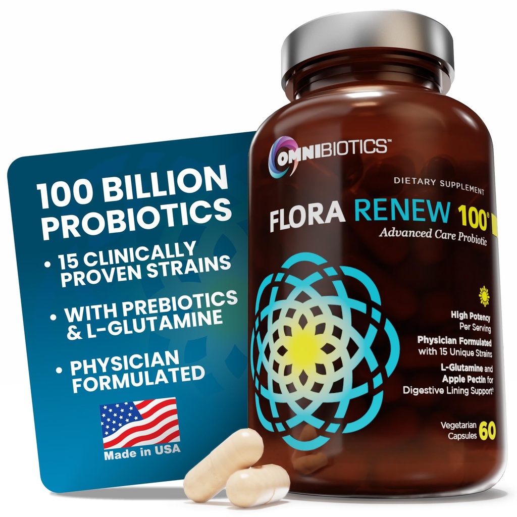100 Milyar Probiyotikler - Kadınlar ve Erkekler için 15Strain Probiyotik, DRCaps Gecikme, Prebiyotikler, L-Glutamine, Apple Pectin, Gut Lining Support, Raf Stable, Non-GMO, 60 Vegan Capsules for Yetişkinler
