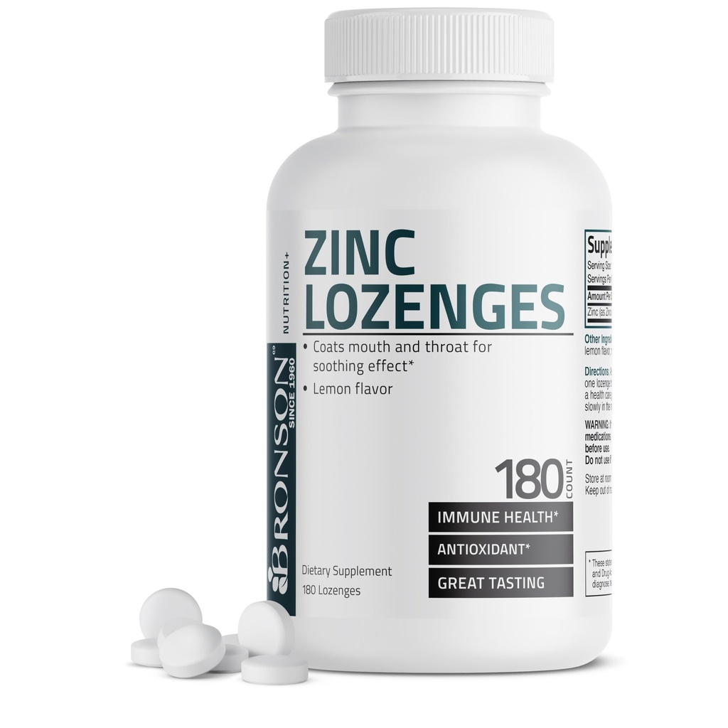 Bronson çinko Lozenges Antioksi & Immune Support Supplement Lemon Flavored, 180 Chewable Tabletler
