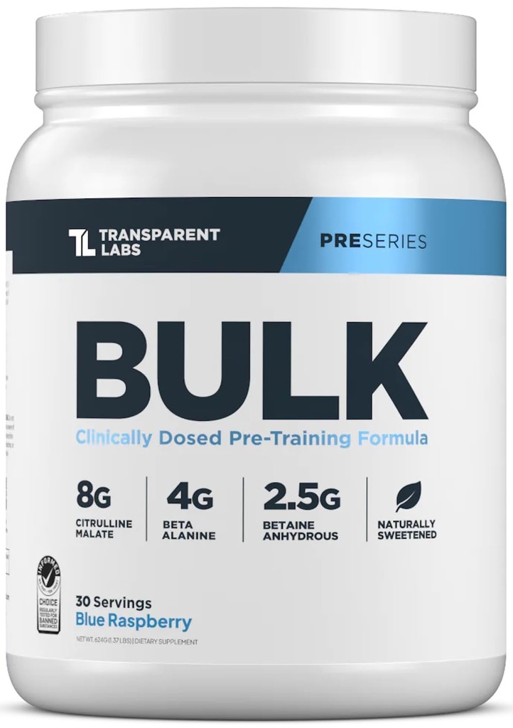 Mix Labs Bulk Pre Workout Toz - Doğal olarak Gelişmiş Pre-Workout Formula for Muscle Building and Strength - 30 hizmet, Blue Raspberry
