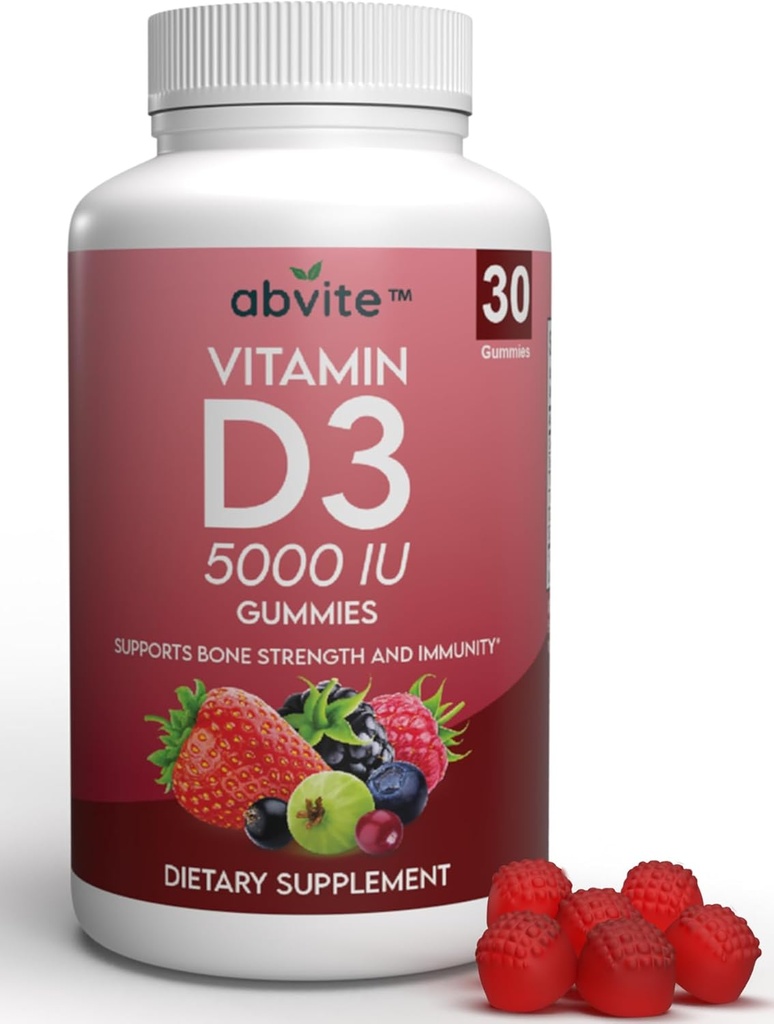 Plant-Based Extra Strength Vitamin D3 5000IU Supplement Gummies. Gluten Free ve Yapay Flavors yok. Bone Health ve Immunity'yi destekler. ABD'de Made in USA .30 Count (30 Day Supply)