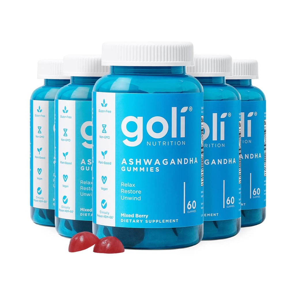 Goli Ashwagandha & Vitamin D Gummy - 300 Kont - Karma Berry, KSM-66, Vegan, Plant bazlı, Non-GMO, Gluten-Free & Gelatin Free Relax. Geri yükleme. Unwind, 5 Paket