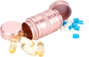 Small Pill Case Metal Pill Container - Waterproof Pill Box for Pocket Purse, Daily Travel Pill Holder 2 Times a Day, Portable Medicine Organizer for Vitamin, Fish Oils, Supplements Pink 1 Pack