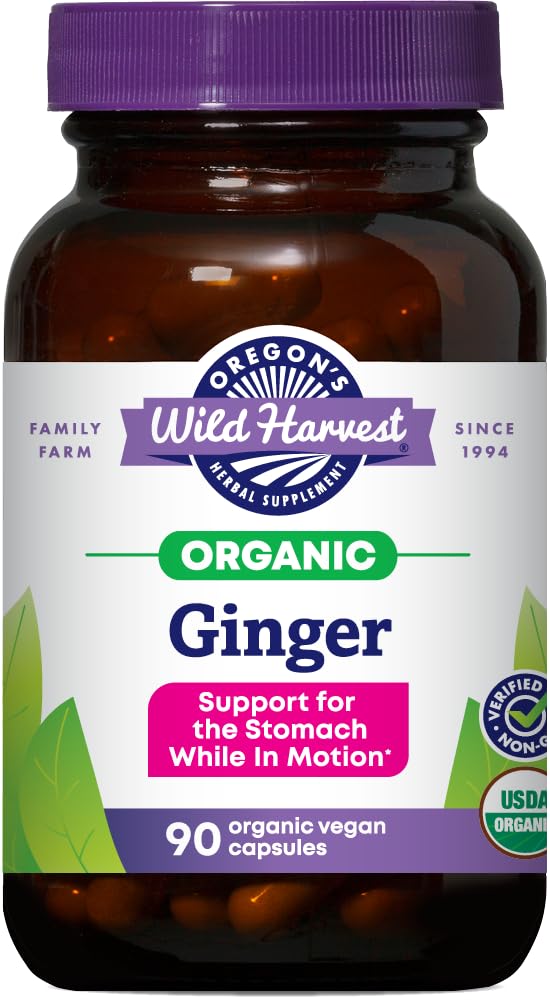 Oregon'un Vahşii, Stomach Desteği için Güvenilir Organik Ginger Capsules, Non-GMO, 1000 MGS, 90 Count