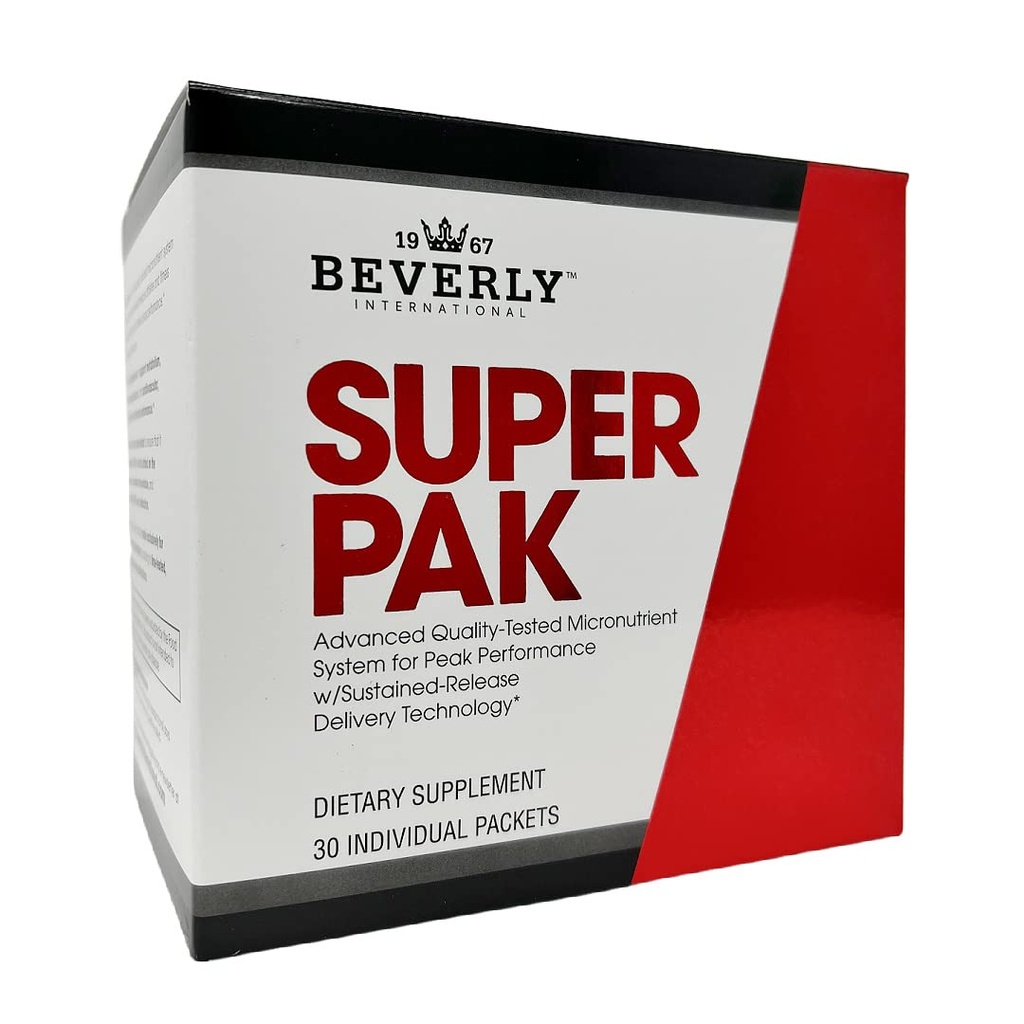 Beverly International Super Pak. 30 Packs. Yüksek kaliteli Multivitamin, Enerji için Günlük Paketi, Performans, Immune System Health. Sporcular, Active Erkekler ve Kadınlar için 1970'ten beri özel olarak programlandı.