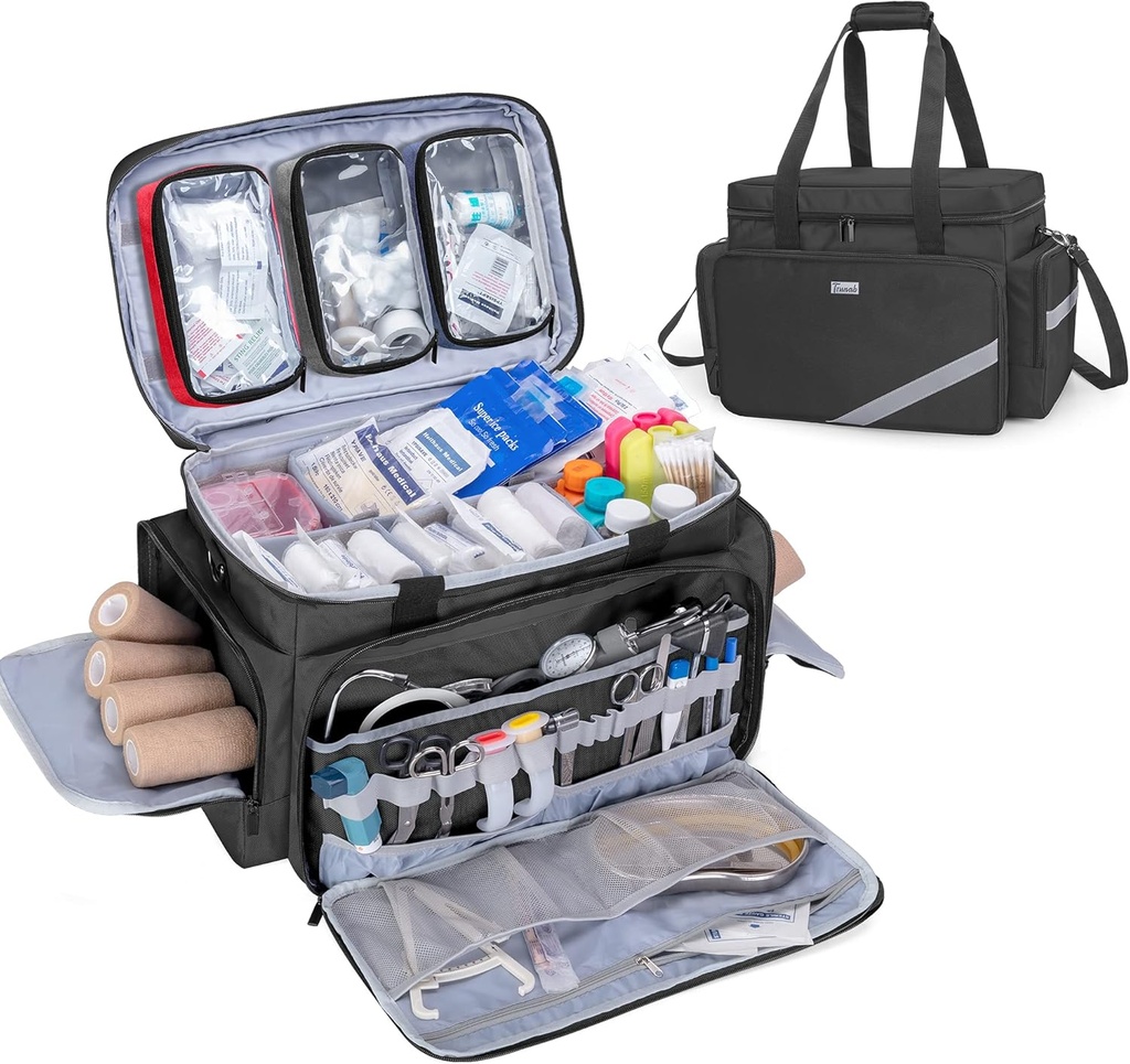 Trunab İlk Yardım Bag Boş, Profesyonel Tıbbi Bag Acil Yanıtlayıcı Travma Bag İç Bölücüler ve Anti-Slip Bottom ile İdeal, EMT, Çiçeği, Paramedikler