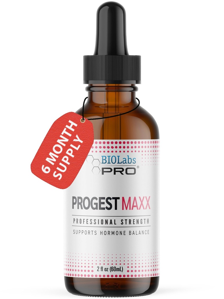 Progest MAXX Progesterone Oil, Natural Bioidentical Progesterone for Women, Hot Flashes & Menopause Support, 2oz Şişe - Altı Ay Supply