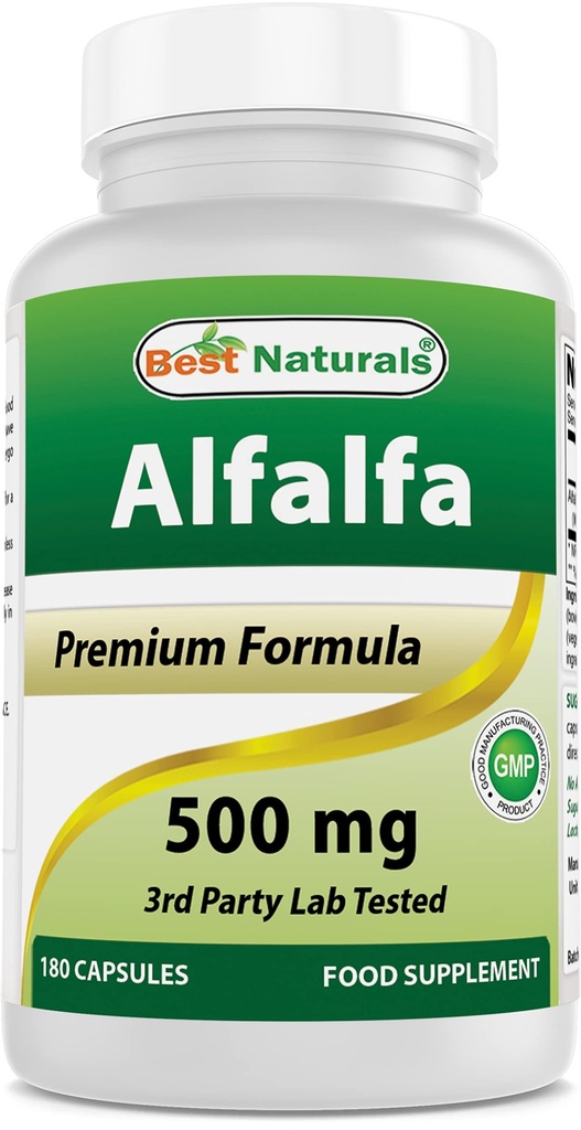 En İyi Doğallar Alfalfa Green Super Food 500 mg 180 Capsules (180 Kont (1.5 km)
