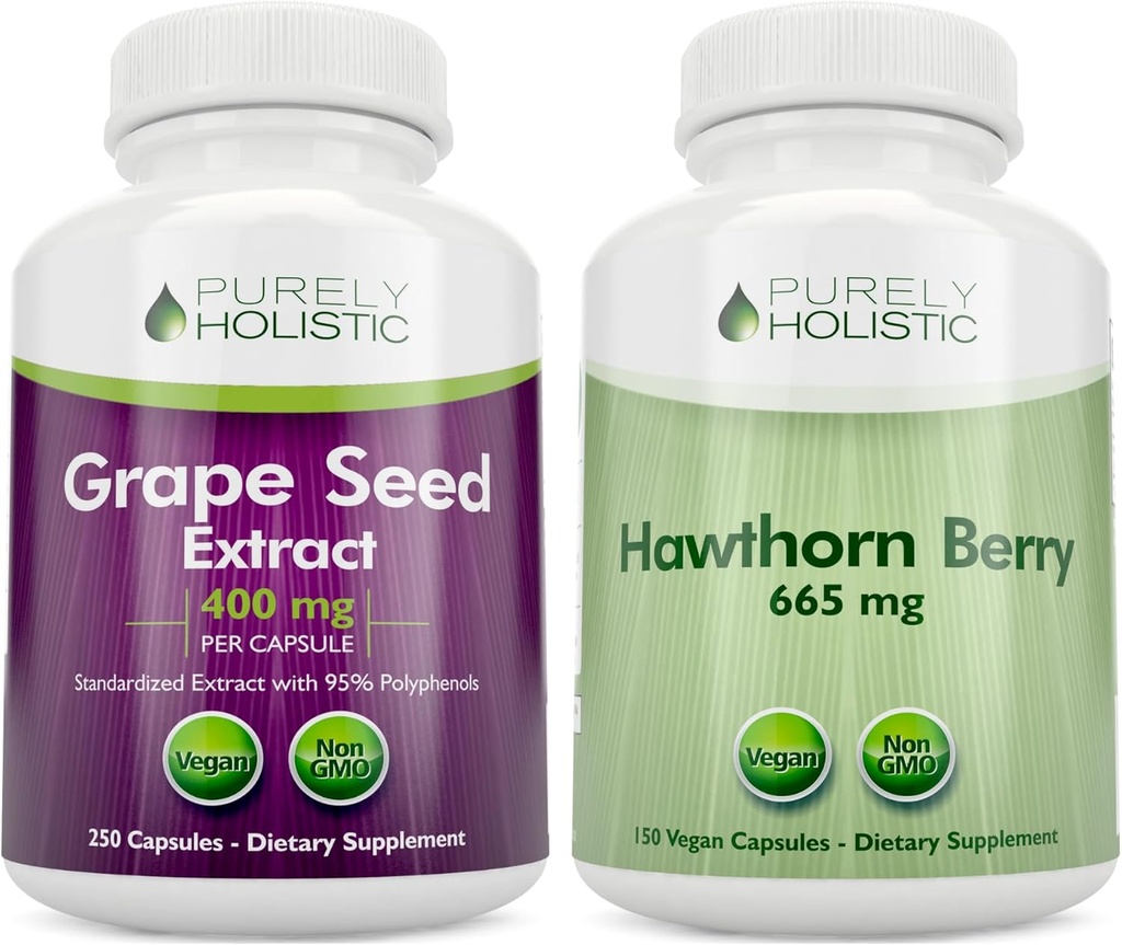 Safly Holistic Grape Tohumu 400 mg + Hawthorn Berry 665 mg Sche - 400 Vegan Capsules - ABD'de Made in USA