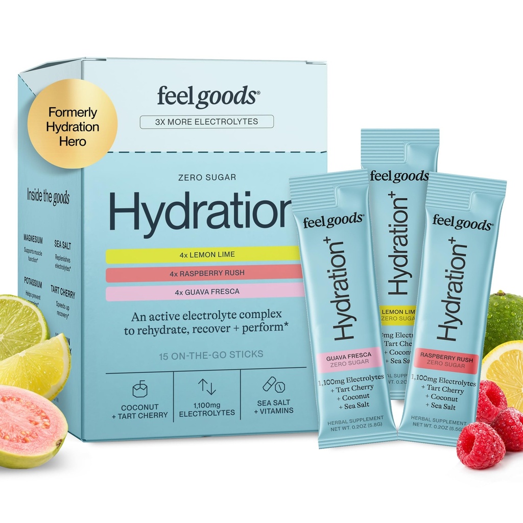 Goods Hydration Hero, Diversity Pack, 1.000 mg Electrolytes Toz, Sugar Free, Magnezyum, Organik Aloe Vera, L Theanine, C, Vegan, GMO, On The Go Electrolyte Packets, 12 Count