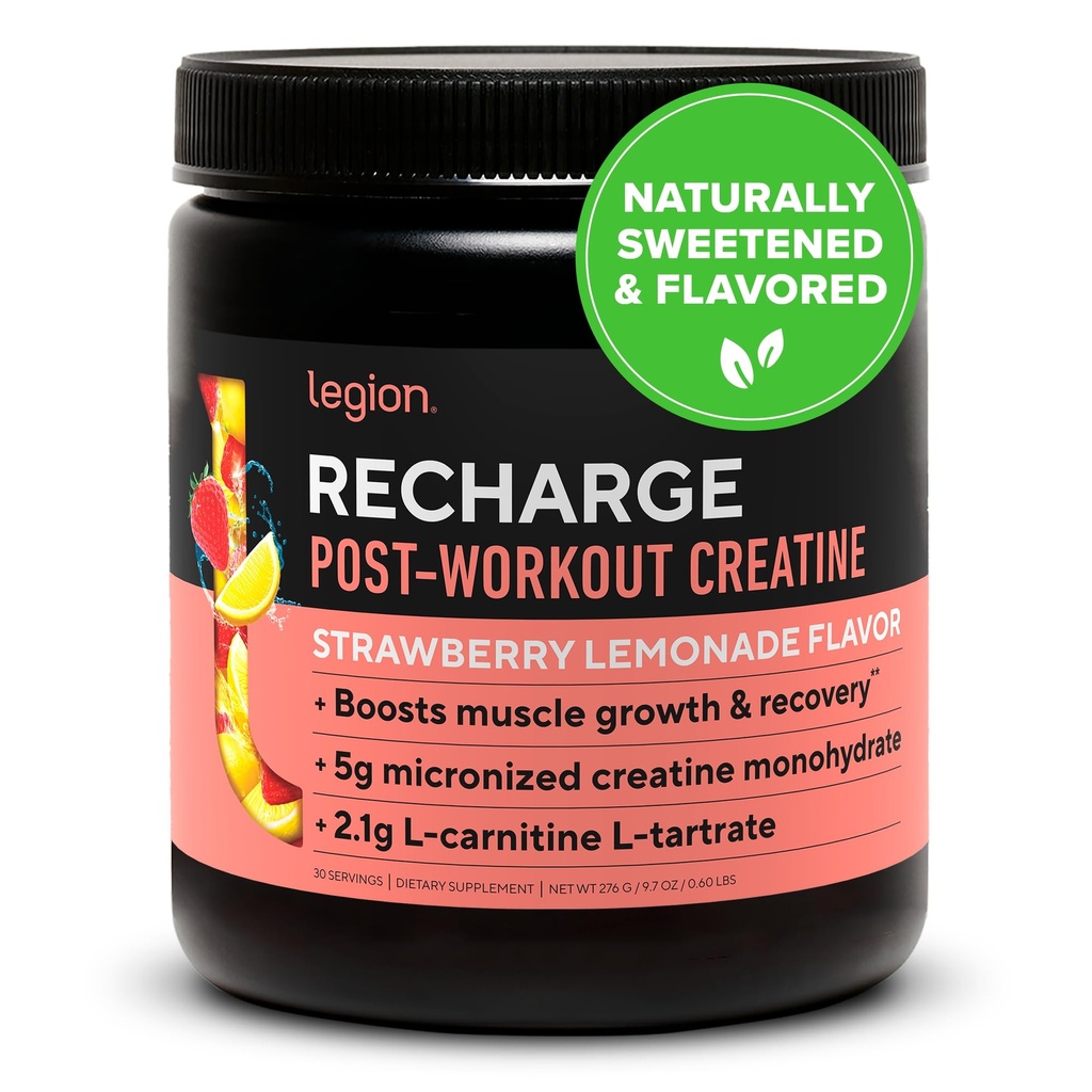 LEGION Recharge Post Workout Drink - Micronized Tinatine Monohidrat Natural Post Workout Recovery Drink - Muscle Builder & Recovery ATM Post Workout Supplements (Strawberry Lemonade, 30 Hizmet)