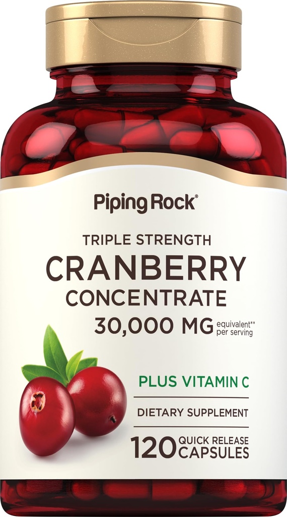 Piping Rock Cranberry Pills | 120 Capsules | Kadınlar ve Erkekler için Tamam | Triple Strength Inter Extract Plus C | Non-GMO, Gluten Free Free