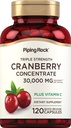 Piping Rock Cranberry Pills | 120 Capsules | Kadınlar ve Erkekler için Tamam | Triple Strength Inter Extract Plus C | Non-GMO, Gluten Free Free