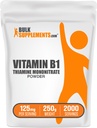 BulkSupplements.com Thiamine Mononitrate Toz - B1 Toz, Thiamine B1 Supplement - B1 Vitaminler, Gluten Free, 125 mg per Service, 250g (8.8 oz) (Pazar 1)
