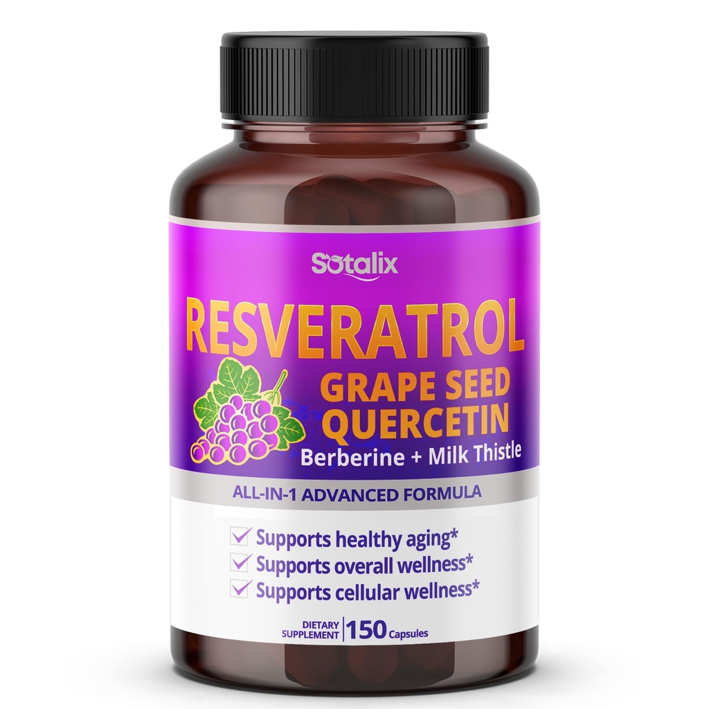 Grape Tohum + Quercetin Berberine + Milk Butle Güçlü Anti-Aging - ABD Made & Tested (150 günlük Supply (kırda 1))