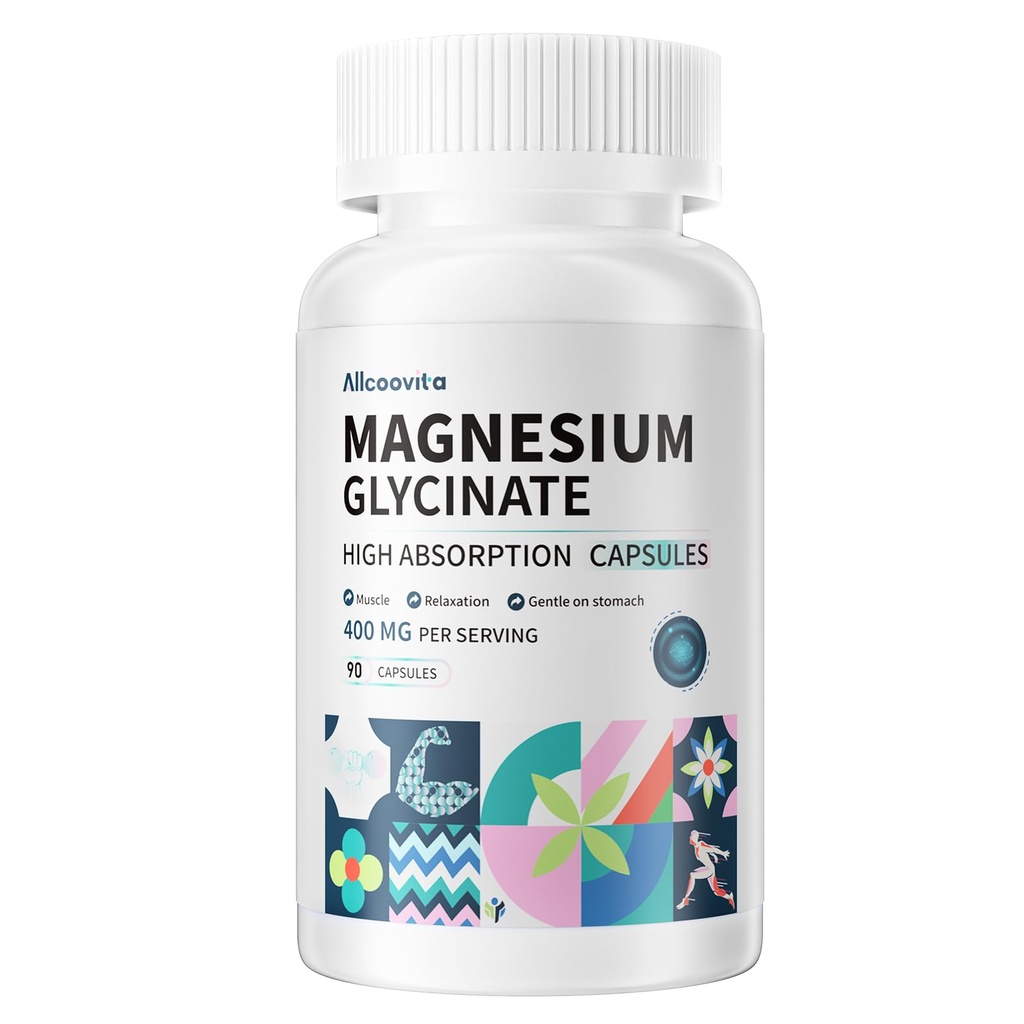 Magnezyum Glycinate 400 MG, yüksek Abpsiyon için% 100 Chelated, Cent On Stomach, Non-GMO, 90 Vegetarian Capsules
