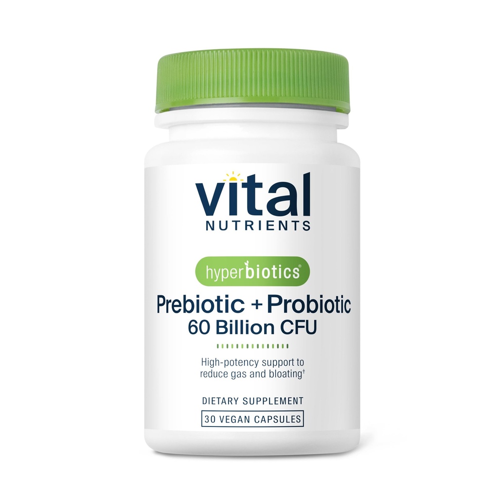 Hyperbiotics Vital Nutrients Prebiotic and Probiotic for Women and Men | 60 Billion CFU | Pre and Probiotics Supports Digestive Health, Constipation, Diarrhea, Gas & Bloating* | 30 Vegan Capsules