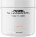 Codeage Liposomal Collagen Peptides Powder + Vitamin C & Quercetin, Phospholipid Complex, Grass-Fed Pasture-Raised Hydrolyzed Collagen Type I & III Supplement All-in-One, Non-GMO, 14.97 oz