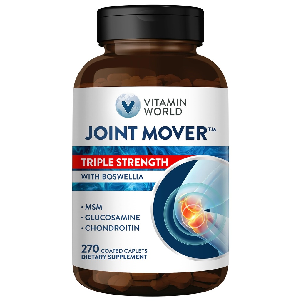 World Triple Strength Joint Mover, Glucosamine Chondroitin with MSM Ortak Destek Tamam, Collagen & Boswellia Serrata Extract, Support Joint Strength, Comfort & Flexability, 270 Capletsamin Chondroitin with MSM Joint Support Supplement, Collagen & Boswellia Serrata Extract, Support Joint Strength, Comfort & Flexality, 270 Caplets