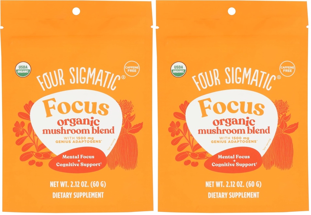 Four Sigmatic Focus Mix 7 Superfoods Adaptogen Mix with Lion's Mane, Cordyceps, Rhodiola, Bacopa & Mucuna | Verimlilik & Creative Support | Decaf & Dissolves Easy | 30 Hizmetler (Brook