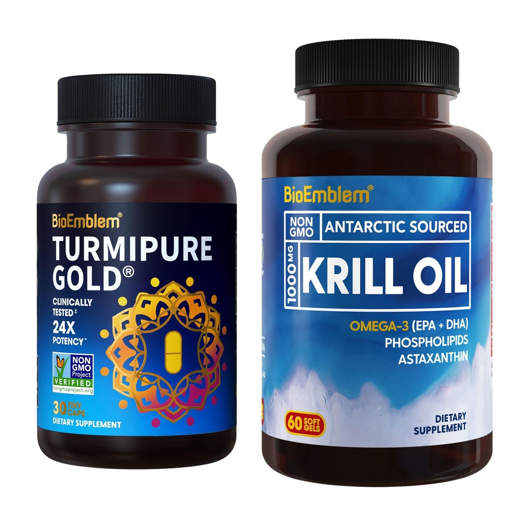 BioEmblem Antarktika Krill Oil Supplement Turmeric Curcumin with Klinik olarak Studied TurmiPure