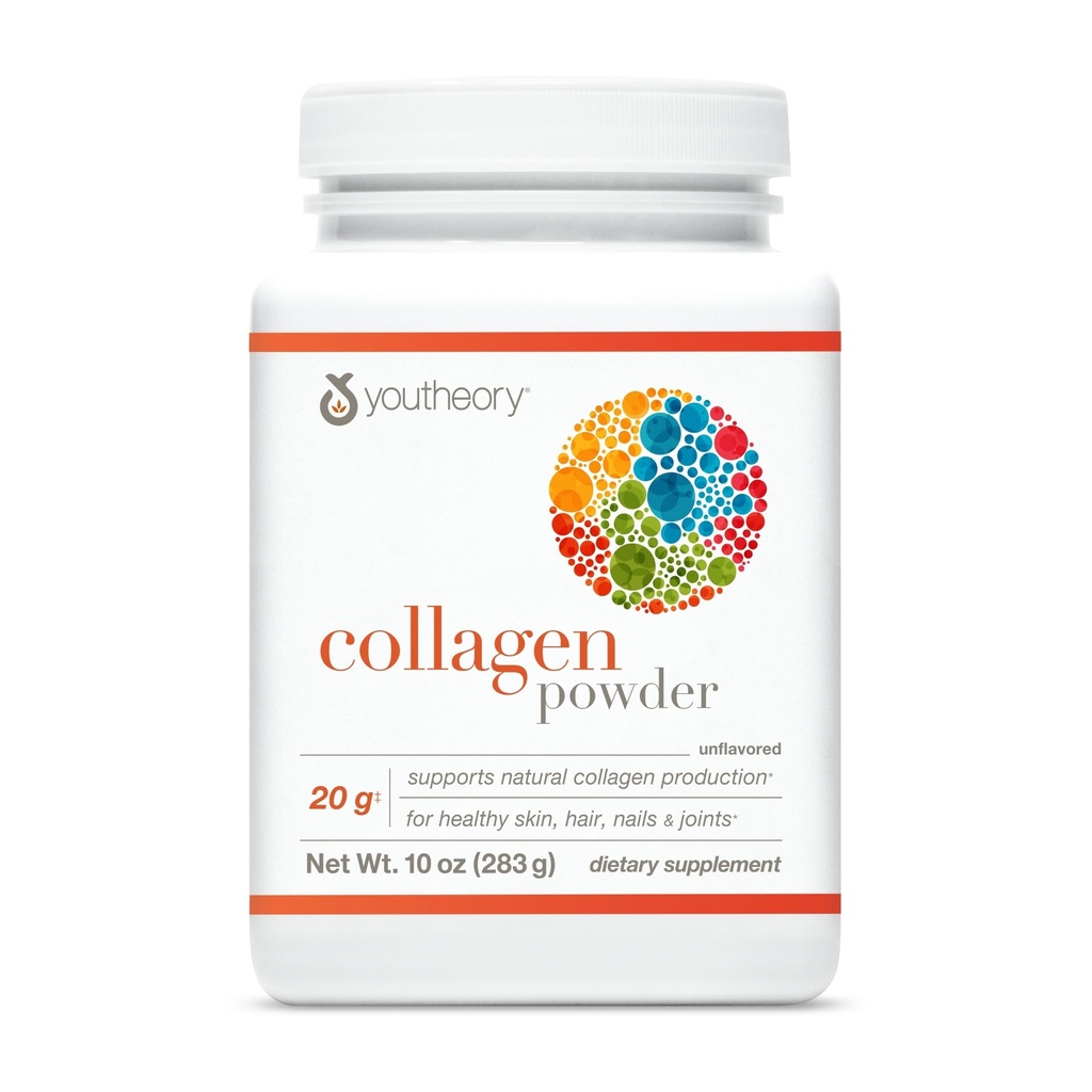 Youtheory Collagen Toz - Amino Asitler, Mineraller, C & B7 (Biotin) - Sağlıklı Kemikler, Kaslar, Saçlar, Nails, Skin & Ortaklar* - Hydrolyzed - Unflavored - 10 oz (10 hizmet)