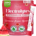 Zero Sugar Watermelon Candy Electrolytes Toz Paketleri (30 Pack) - All Natural Materialss, Caffeine Free Energy for Renoing Hydration - Vegan, DW, Paleo Sugar Free Electrolytes Toz No Sugar