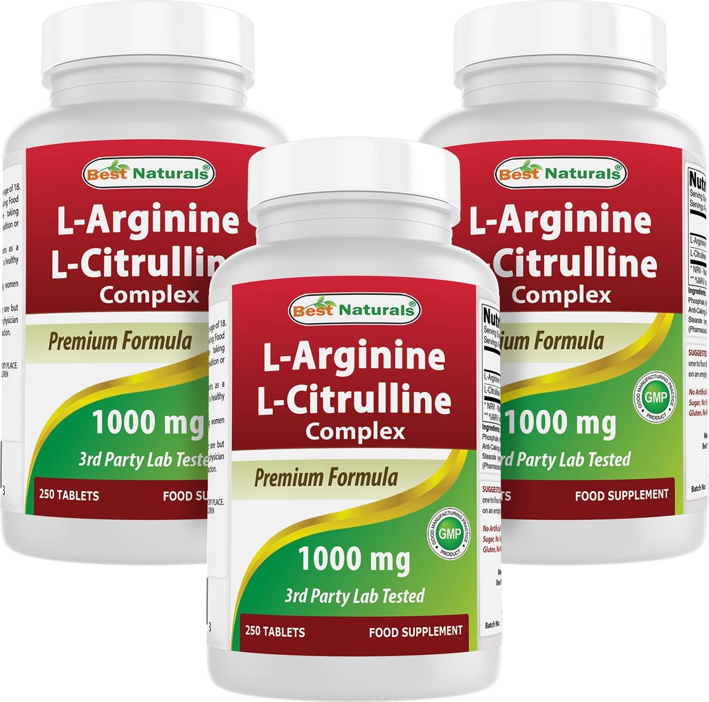 En İyi Doğallar L-Arginine L-Citrulline Kompleksi 1000 mg 250 Tablet (250 Kont)