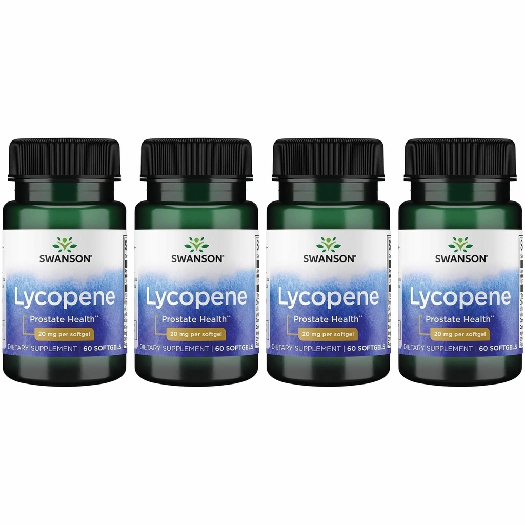 Swanson Lycopene - Prostate Health, Heart Health, & Supports Blood Pressure In The Normal Range - Mens Health Supplement - (60 Softgels) 4 Pack