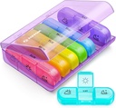 AUVON Weekly Pill Organizer 3 Times a Day, Büyük 7 Gün Pill Box 3 Times a Day with separate Container, Portable Pill Case for Drug, Vitamins, Fish Oil and Supplements