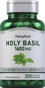 Piping Rock Holy Basil Capsules | 1600 mg | 200 Pills | Herb Leaf Extract | Women and Men | Ocimum Tenuiflorum | Non-GMO, Gluten Free