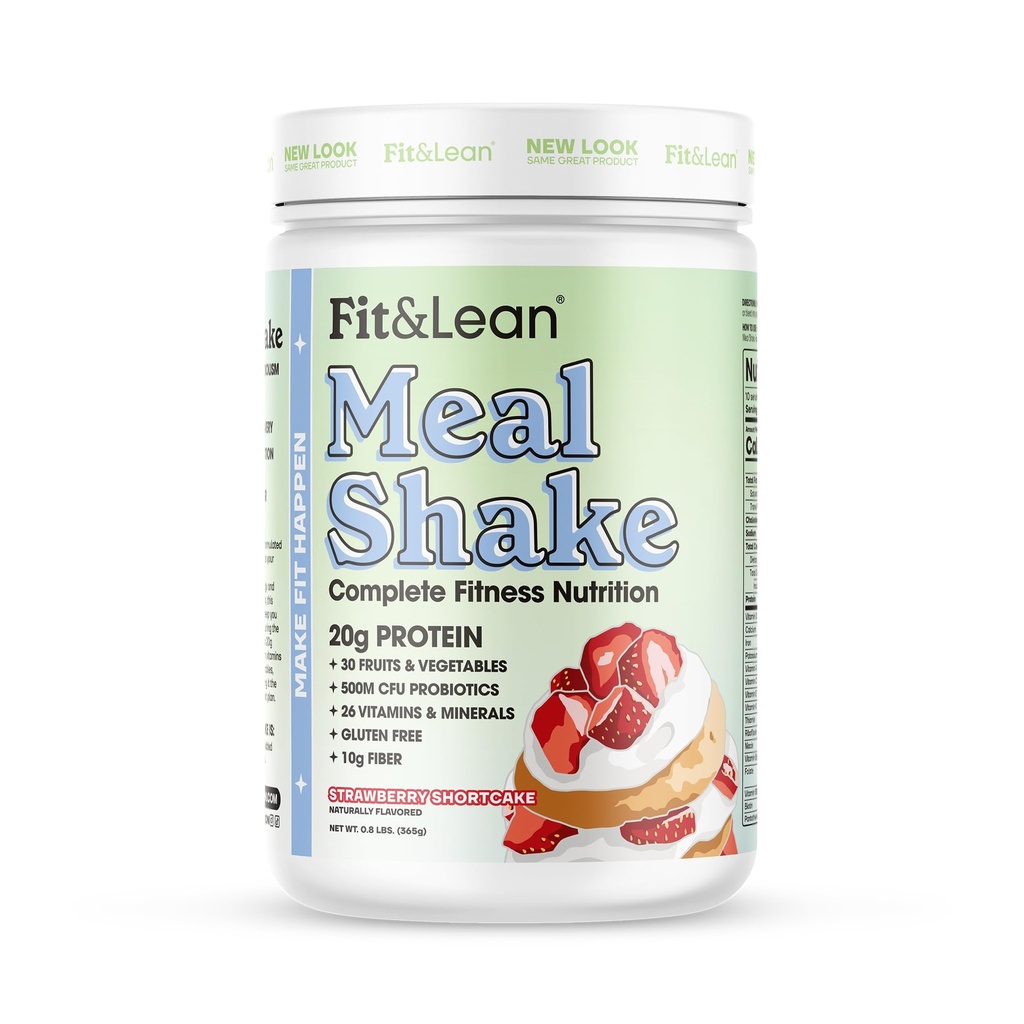 Fit & Lean Meal Shake, Fat Yanma, Protein, Fiber, Probiyotikler, Strawberry Shortcake, 0.8 lbs (365 g) 10 Konteyner İçeriyor